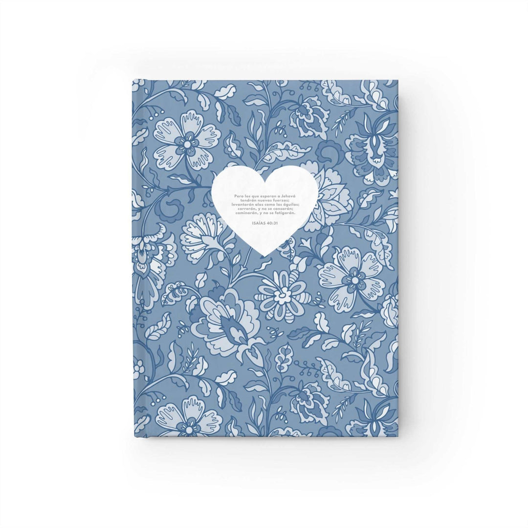 Isaías 40:31 Journal with blue floral hardcover and heart design