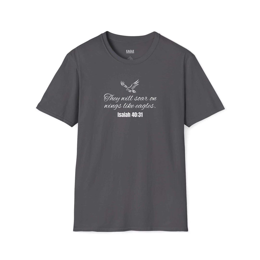 Isaiah 40:31 T-shirt with eagle design and scripture text