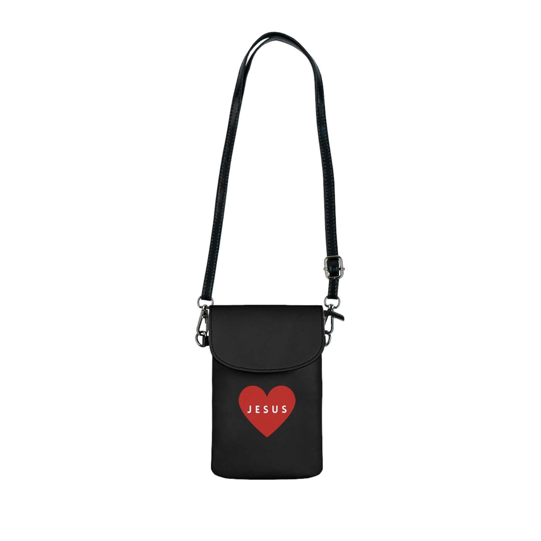 Jesus Cell Phone Wallet with red heart design