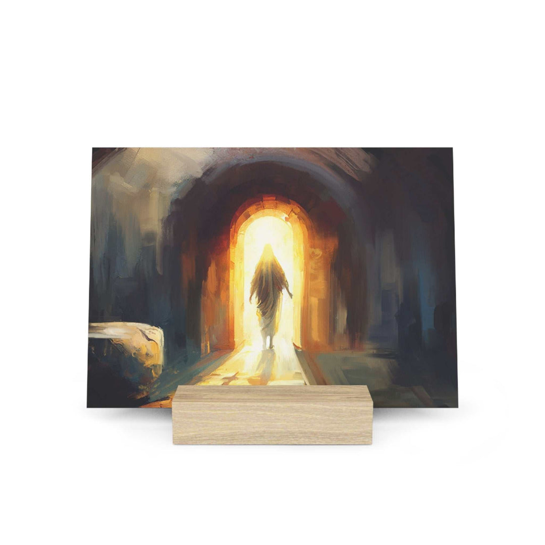 Jesus Christ Gallery Board with hand-crafted oak stand