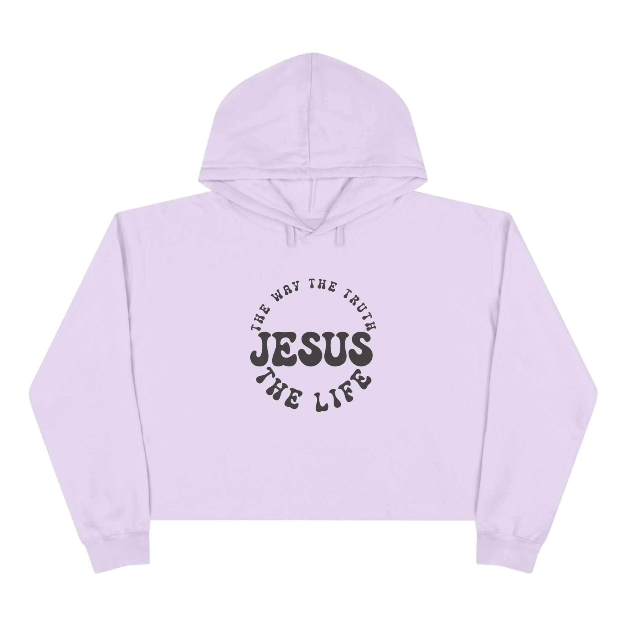 Jesus Crop Hoodie light purple cropped hoodie