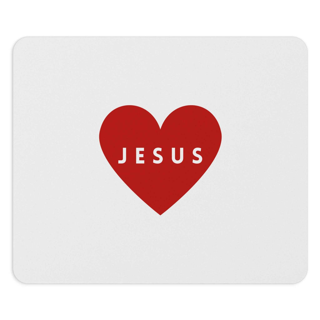 Jesus Mouse Pad with red heart design