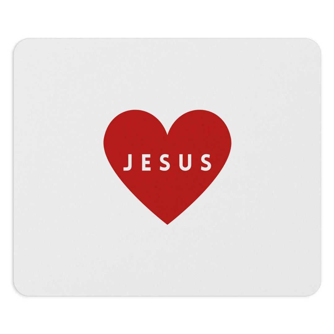 Jesus Mouse Pad with red heart design