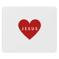 Jesus Mouse Pad with red heart design