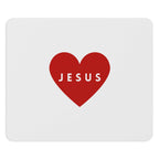 Jesus Mouse Pad with red heart design