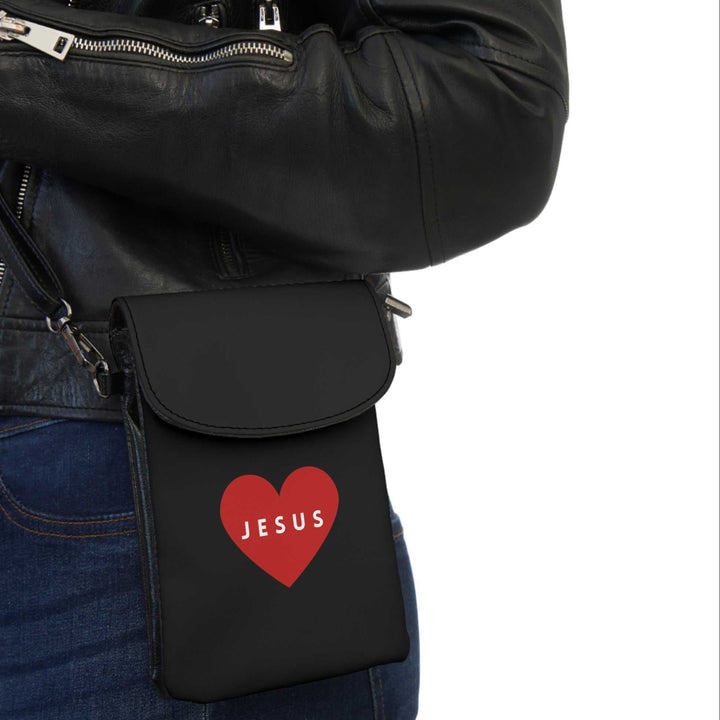 Jesus cell phone wallet with compact faux leather crossbody bag