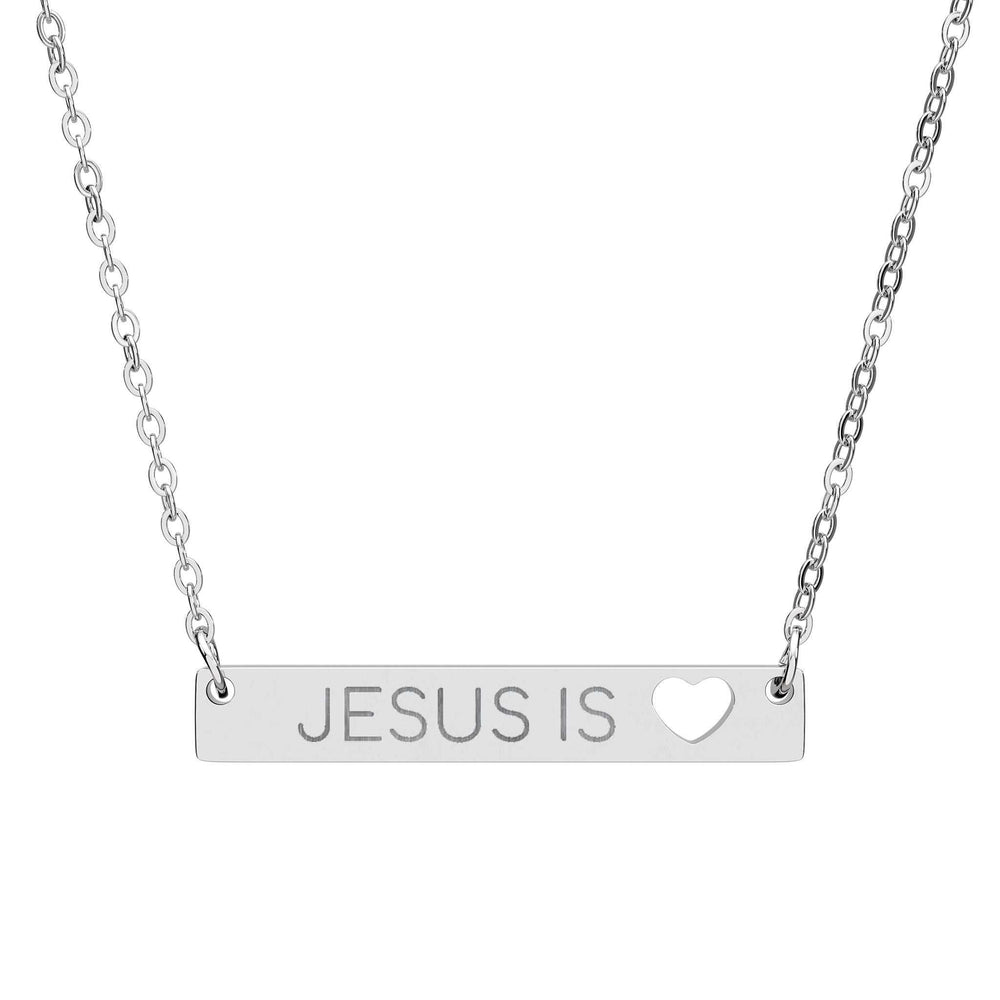 Jesus is Love Necklace on display