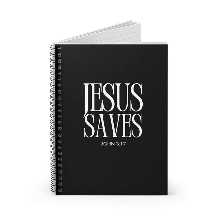John 317 Notebook with "Jesus Saves" black cover, 118 ruled pages
