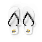 Keep Faith Flip Flops with black straps and white cushioned sole
