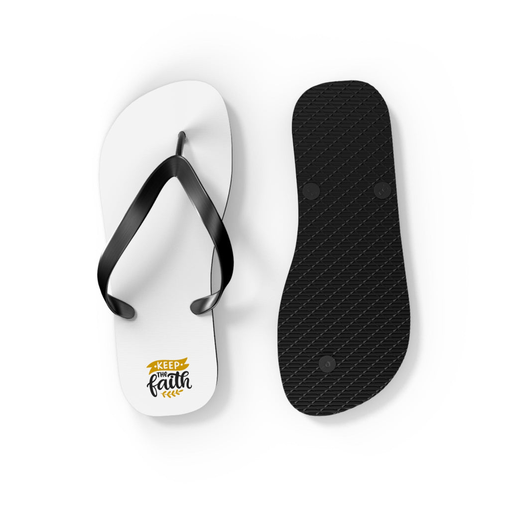 Keep Faith Flip Flops with cushioned EVA sole and black PVC straps