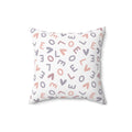 Love Pattern Pillow with pink and gray love letters