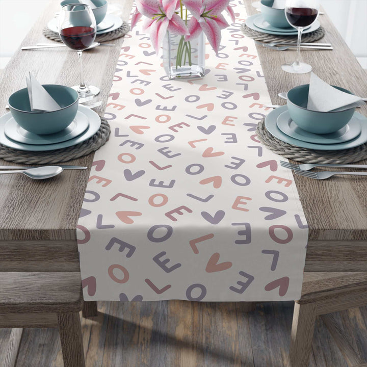 Love Pattern Table Runner with heart and letter design