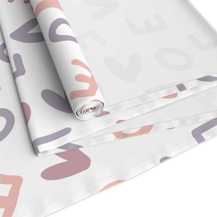 Love Pattern Table Runner with pastel heart and letter design