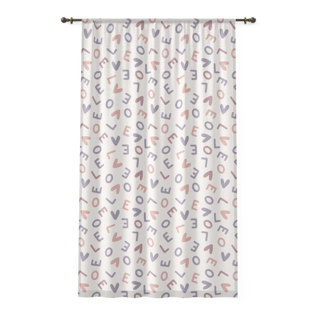 Love Window Curtain with scattered pastel love letters