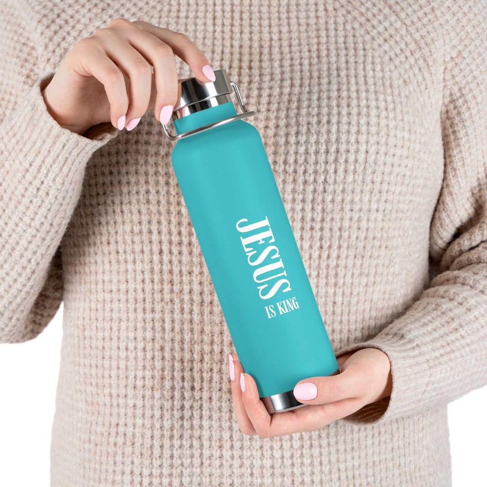 Mint Green Jesus Is King insulated stainless steel bottle