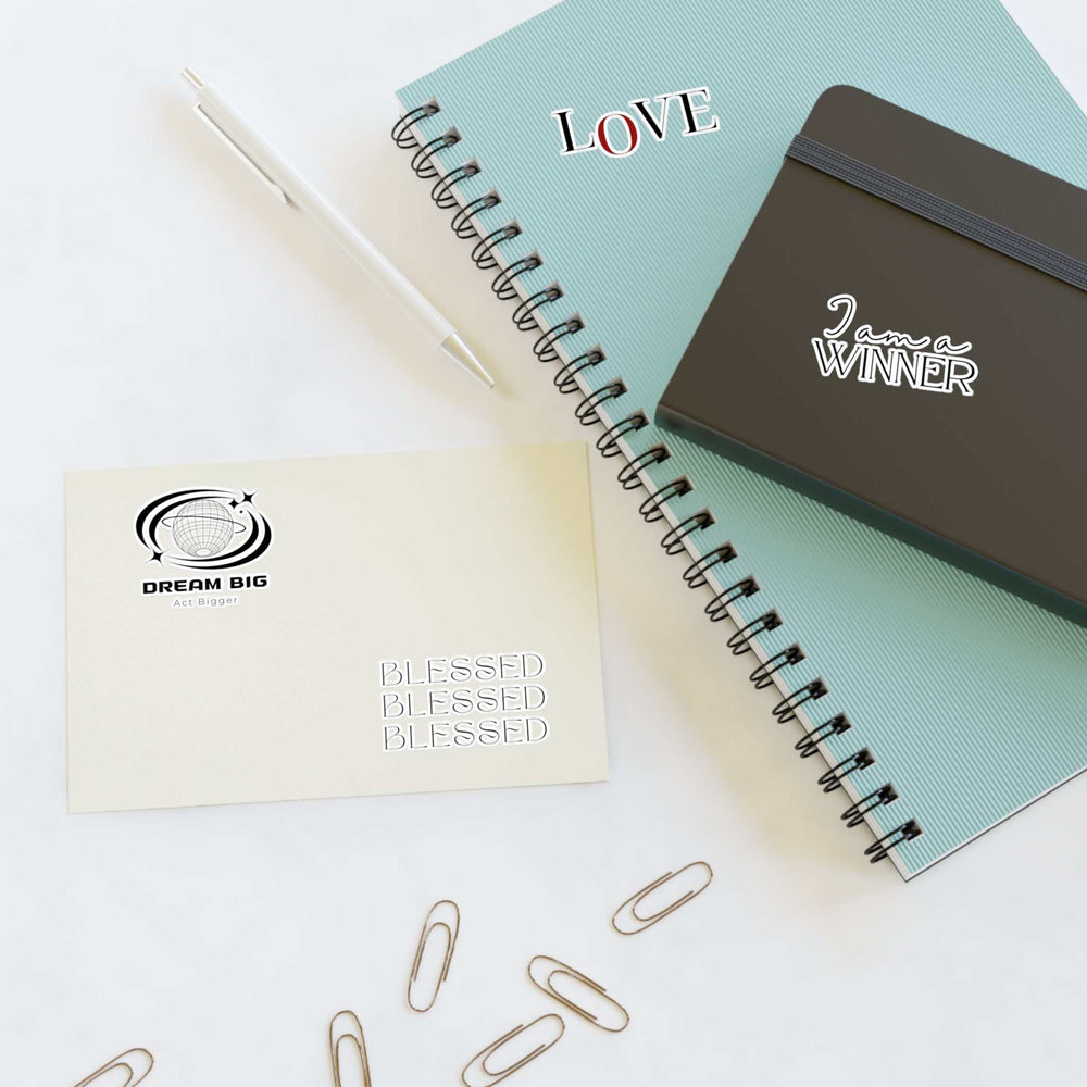 Motivational sticker sheets featuring inspiring phrases