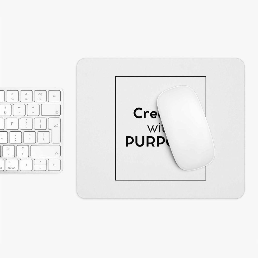 Mouse pad with "Create with Purpose" design