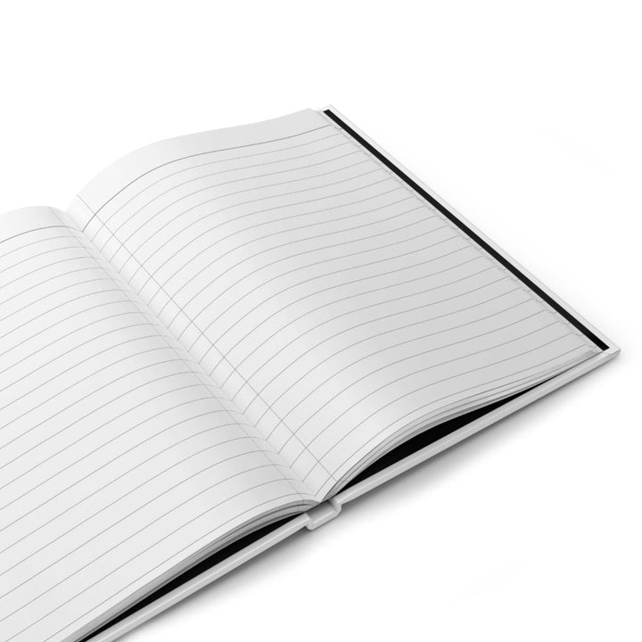 Open lined journal with matte hardcover and full wraparound print for daily reflections and gratitude writing