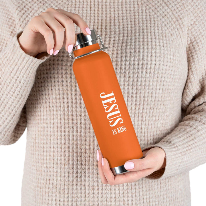 Orange Jesus Is King insulated stainless steel bottle
