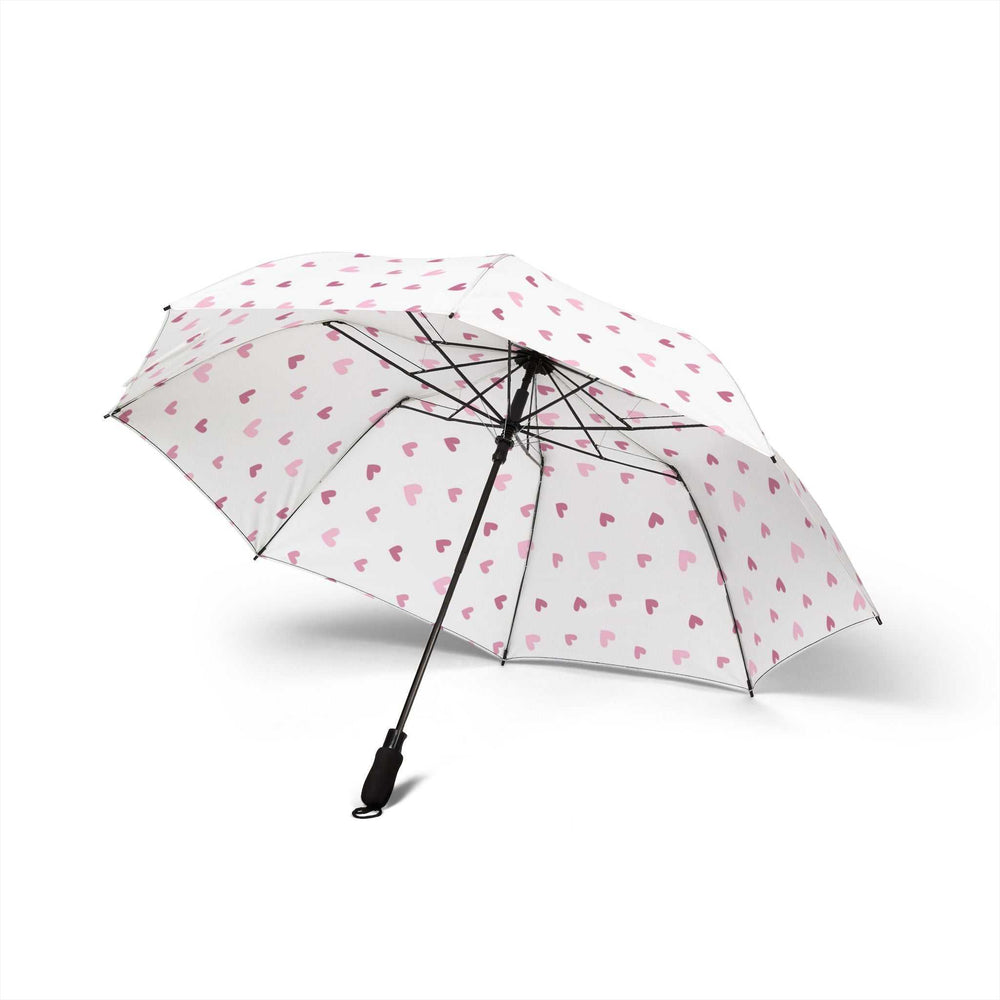 Pink hearts pattern umbrella with waterproof polyester pongee fabric