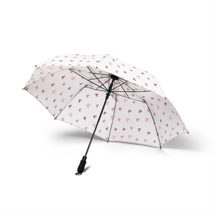 Pink hearts pattern umbrella with waterproof polyester pongee fabric