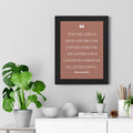 Psalm 100:5 framed poster with inspirational scripture on brown background displayed in modern room decor