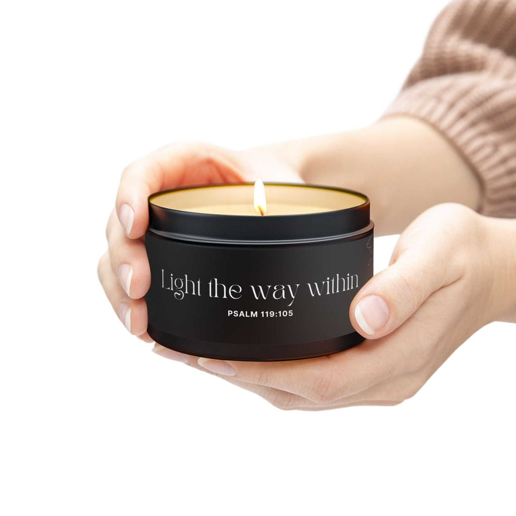 Psalm 119:105 Tin Candle with natural coconut soy wax