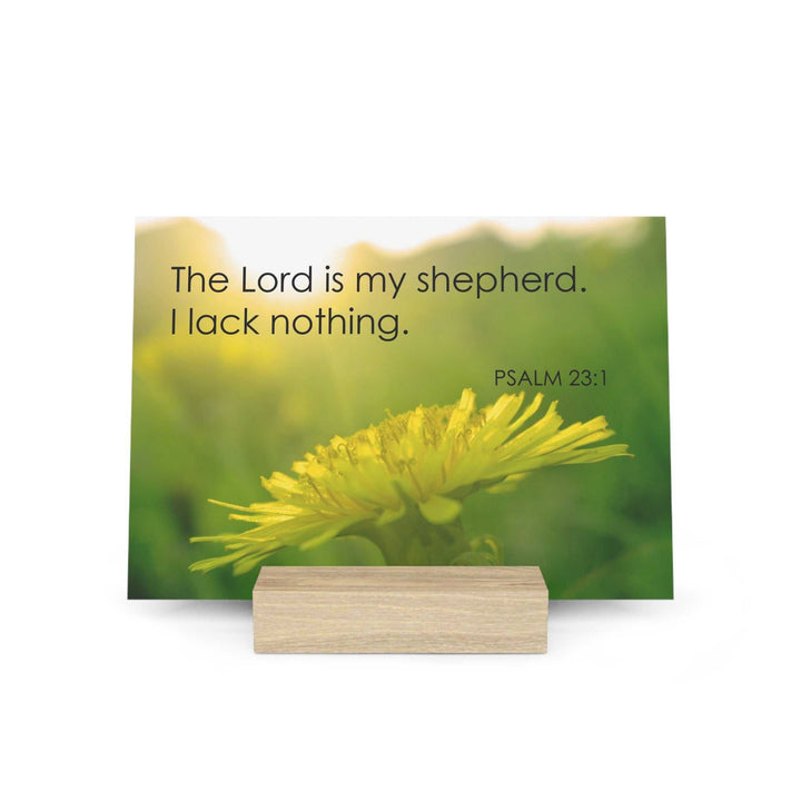 Psalm 23 Gallery Board with wooden stand displaying scripture