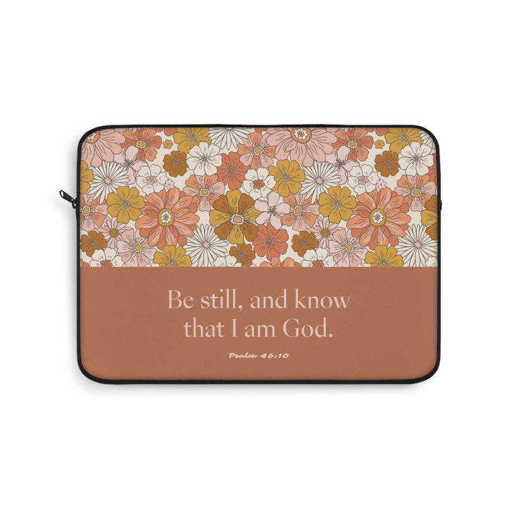 Psalm 46:10 Laptop Sleeve with floral design and scripture quote
