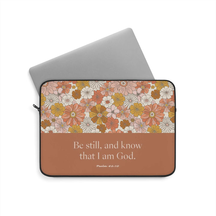 Psalm 46:10 laptop sleeve with protective polyester material
