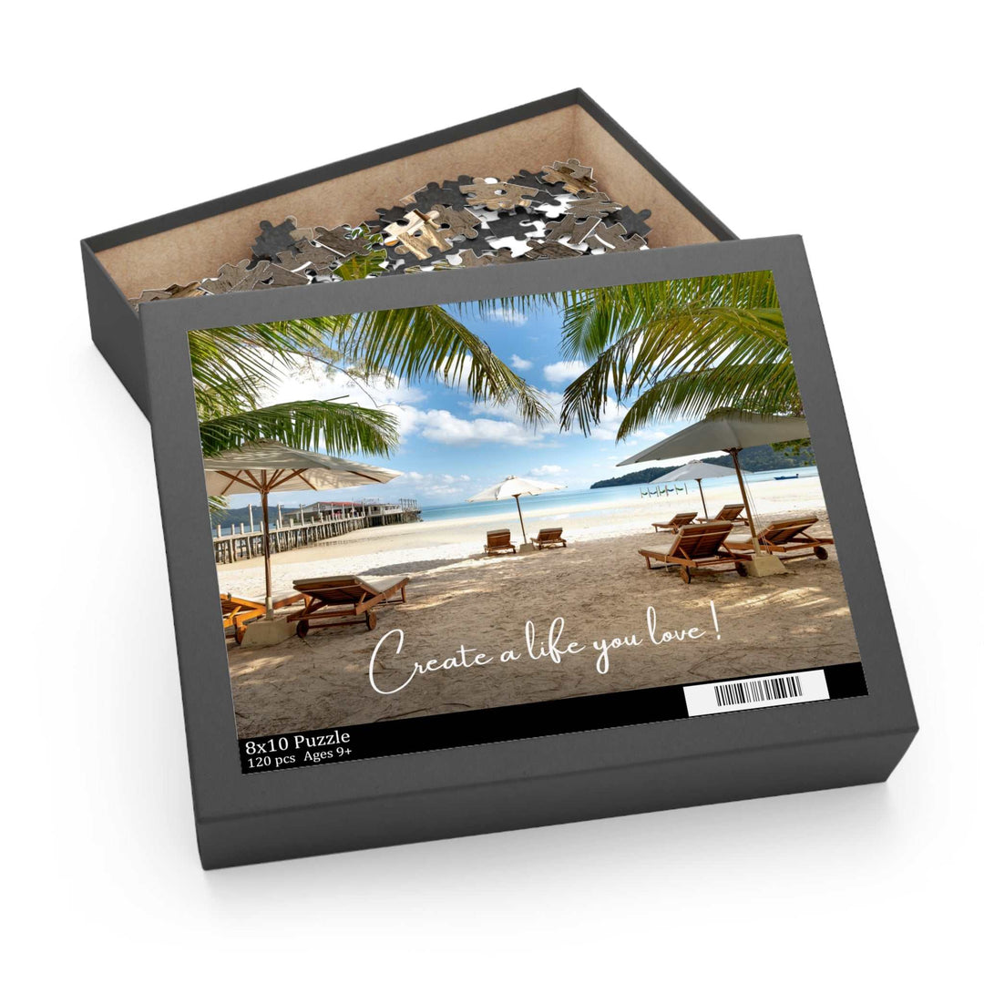 Puzzle 120-piece with beach scene and inspirational text
