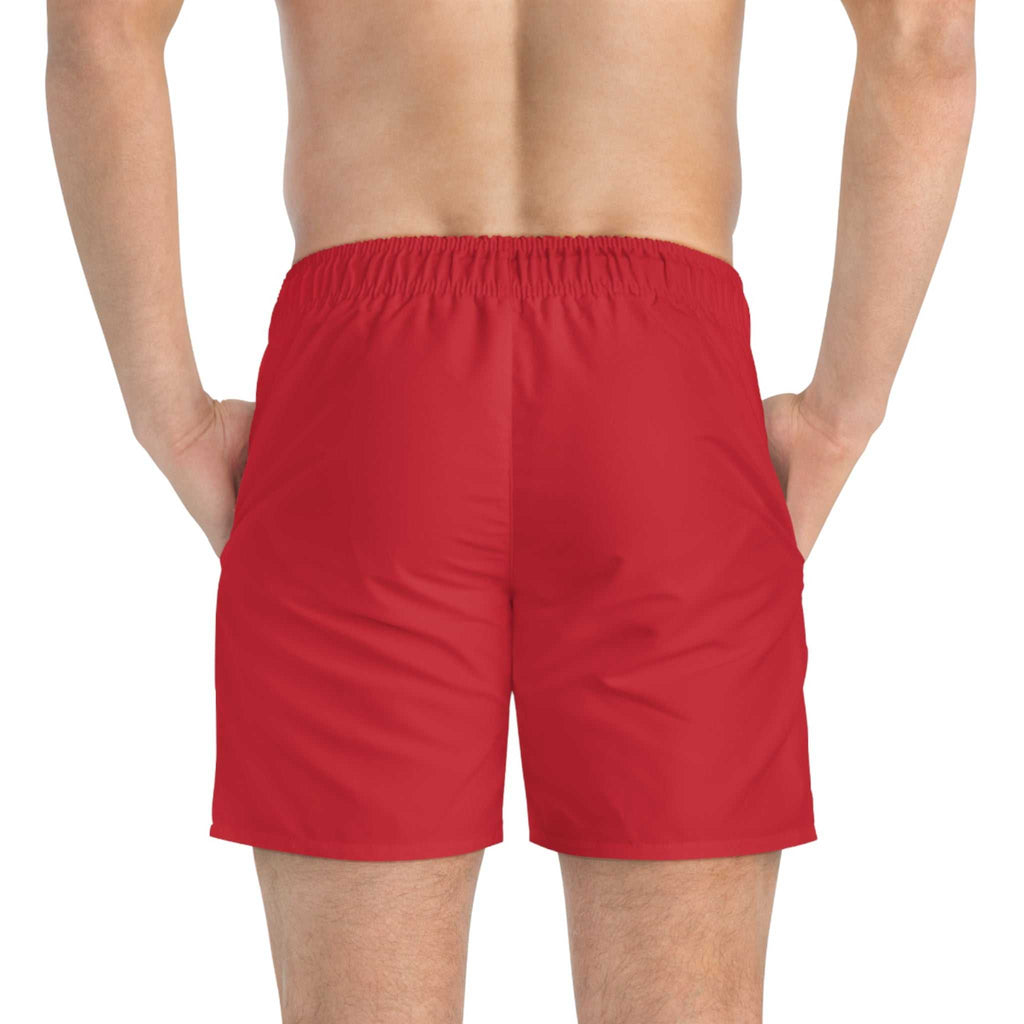 Red Blessed Swim Trunks with elastic waistband