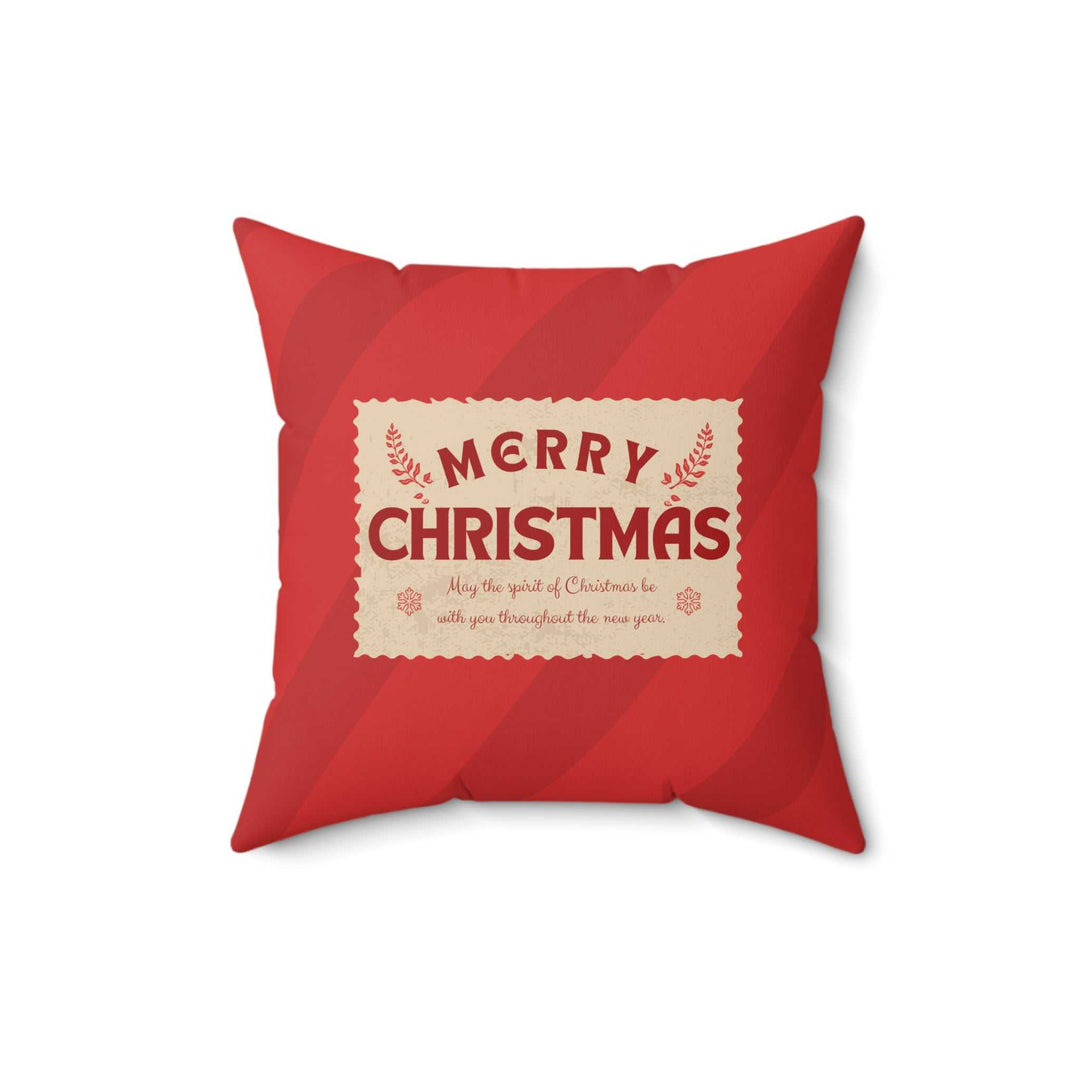 Red Christmas Spirit Pillow with Merry Christmas text