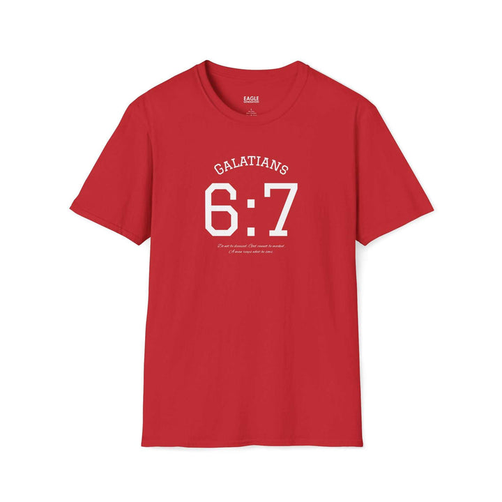 Red Galatians 6:7 unisex soft cotton t-shirt with crew neck