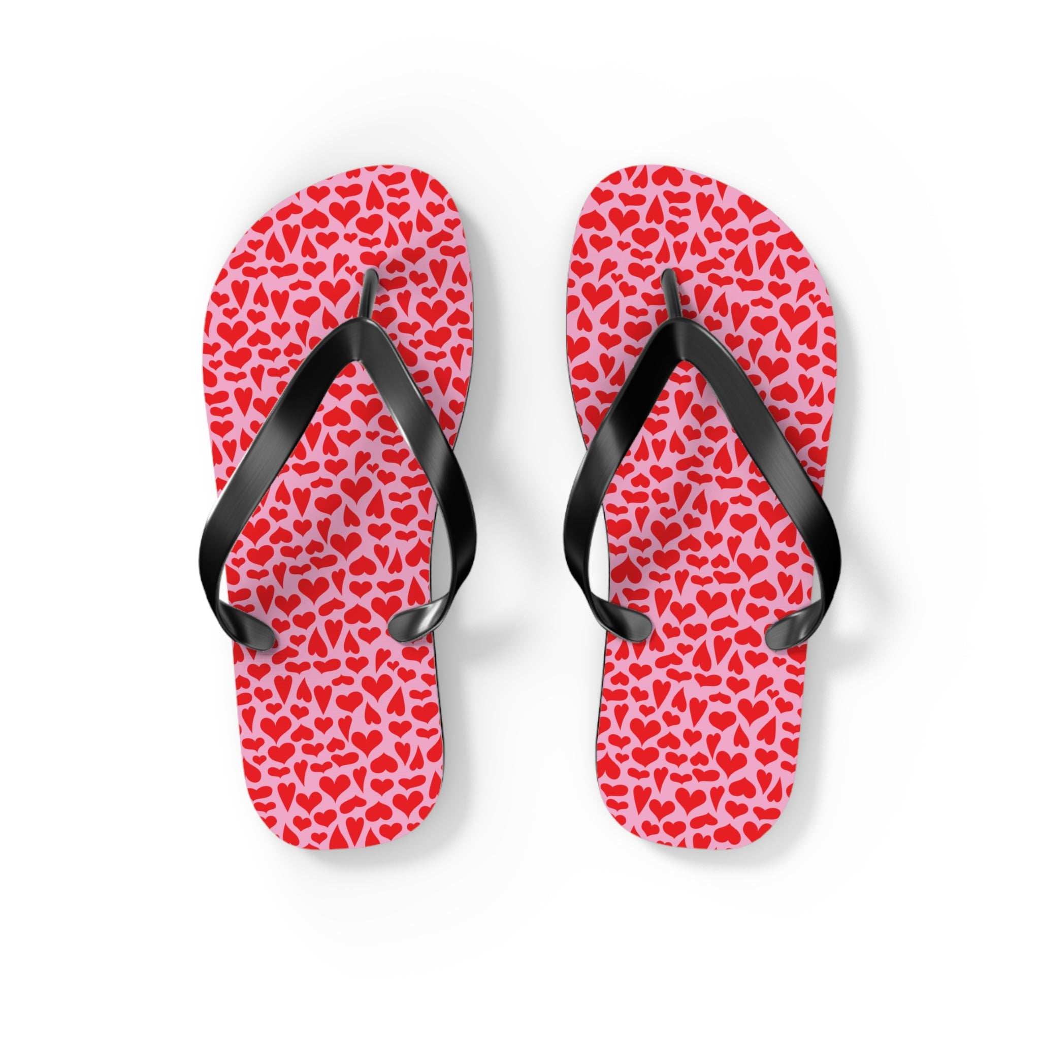 Red Hearts Flip Flops