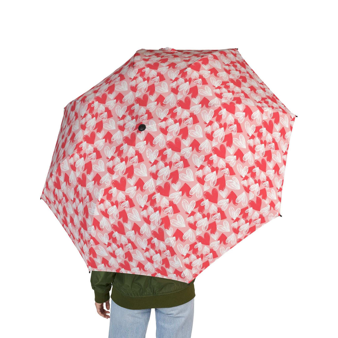 Red Hearts Umbrella with waterproof polyester pongee fabric