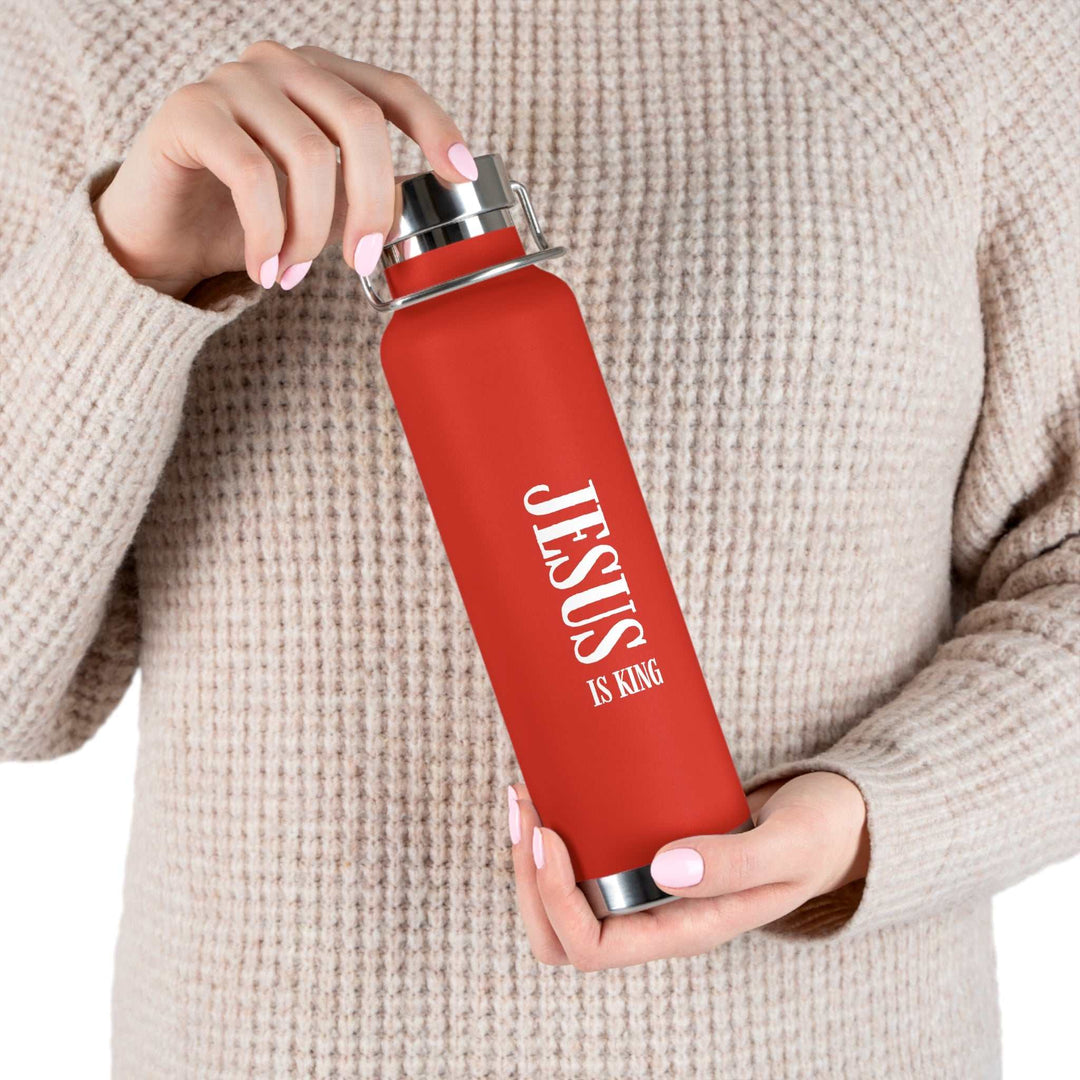 Red Jesus Is King insulated stainless steel bottle