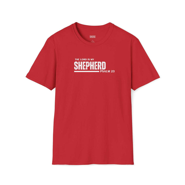 Red Psalm 23 T-Shirt with "The Lord is My Shepherd" text