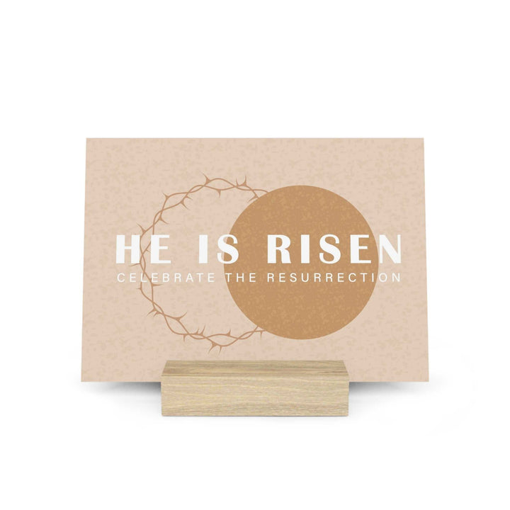 Risen Gallery Board with handcrafted solid oak wooden stand