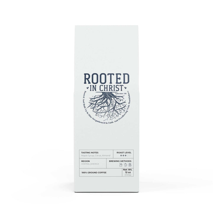 Rooted in Christ Coffee medium roast 12oz ground coffee