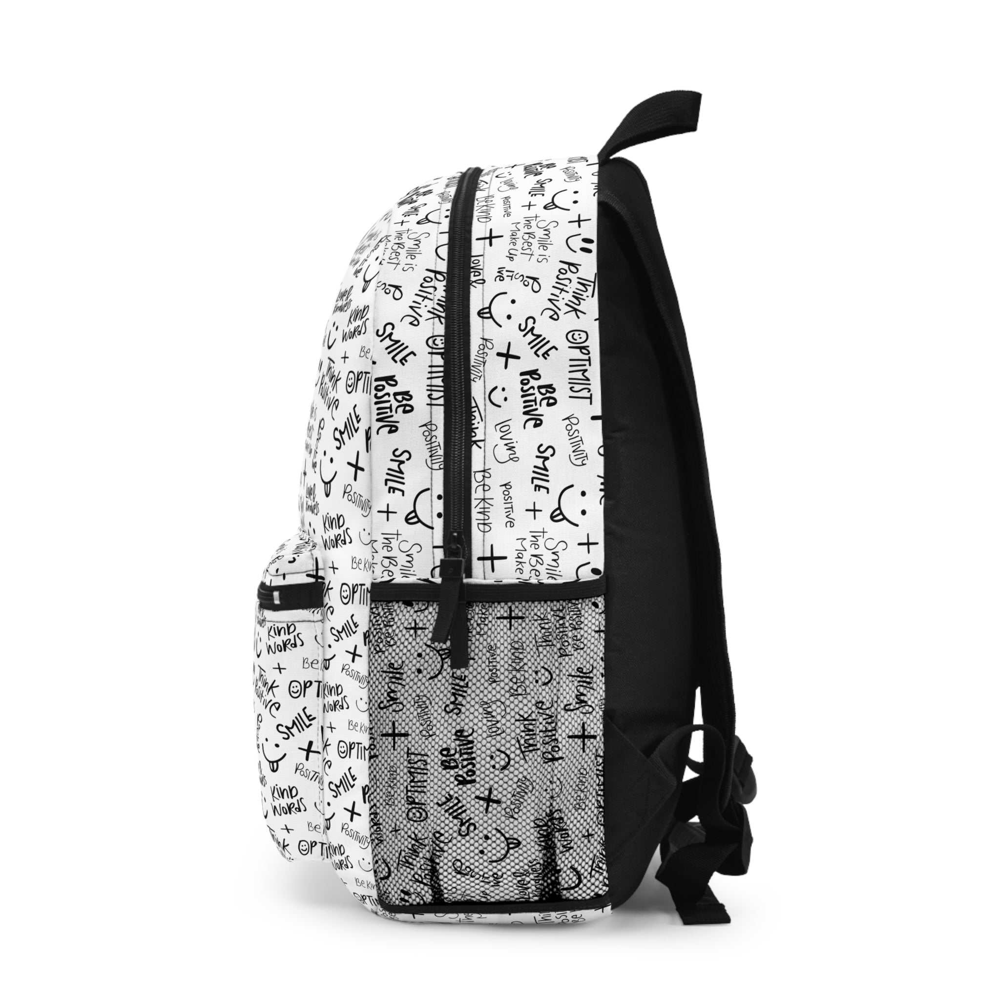 Side view of Think Positive Backpack