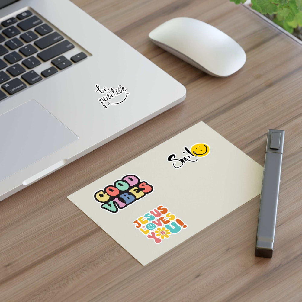 Sticker Sheets with positive and colorful vinyl decal designs