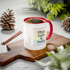 Think Positive Mug with red handle and interior, glossy ceramic