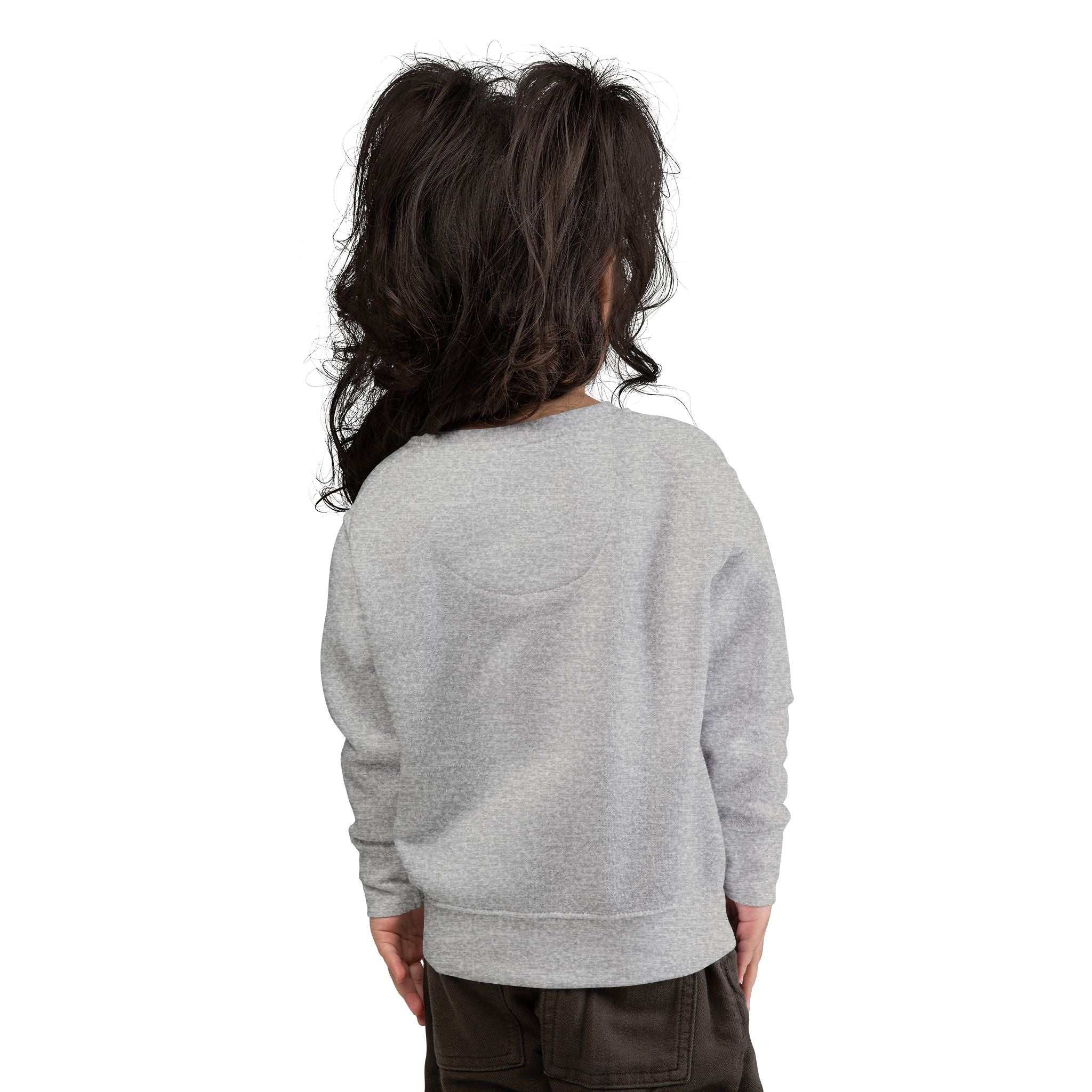 Toddler wearing gray Be Brave sweatshirt