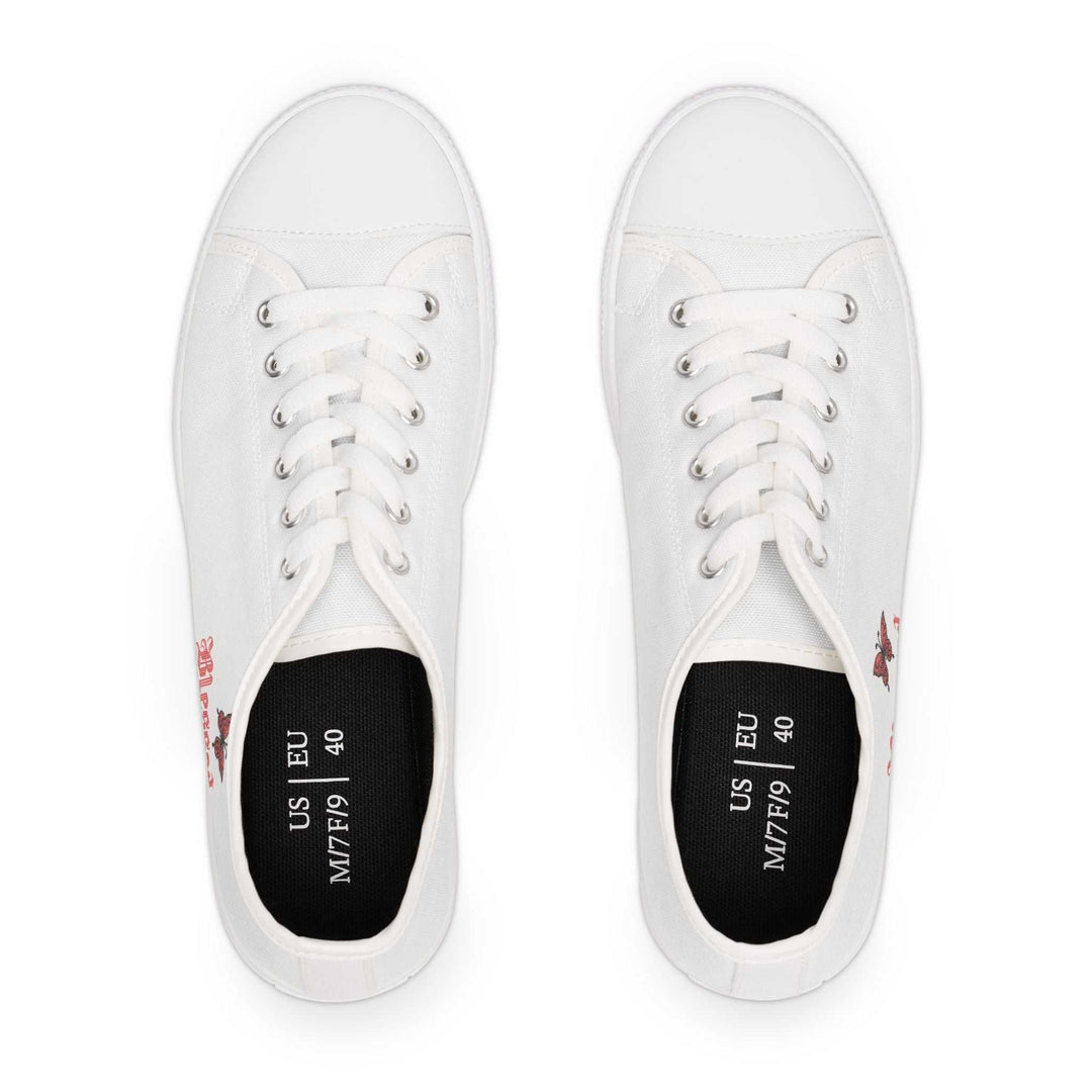 Top view of white Women's Blessed Sneakers with lace-up closure