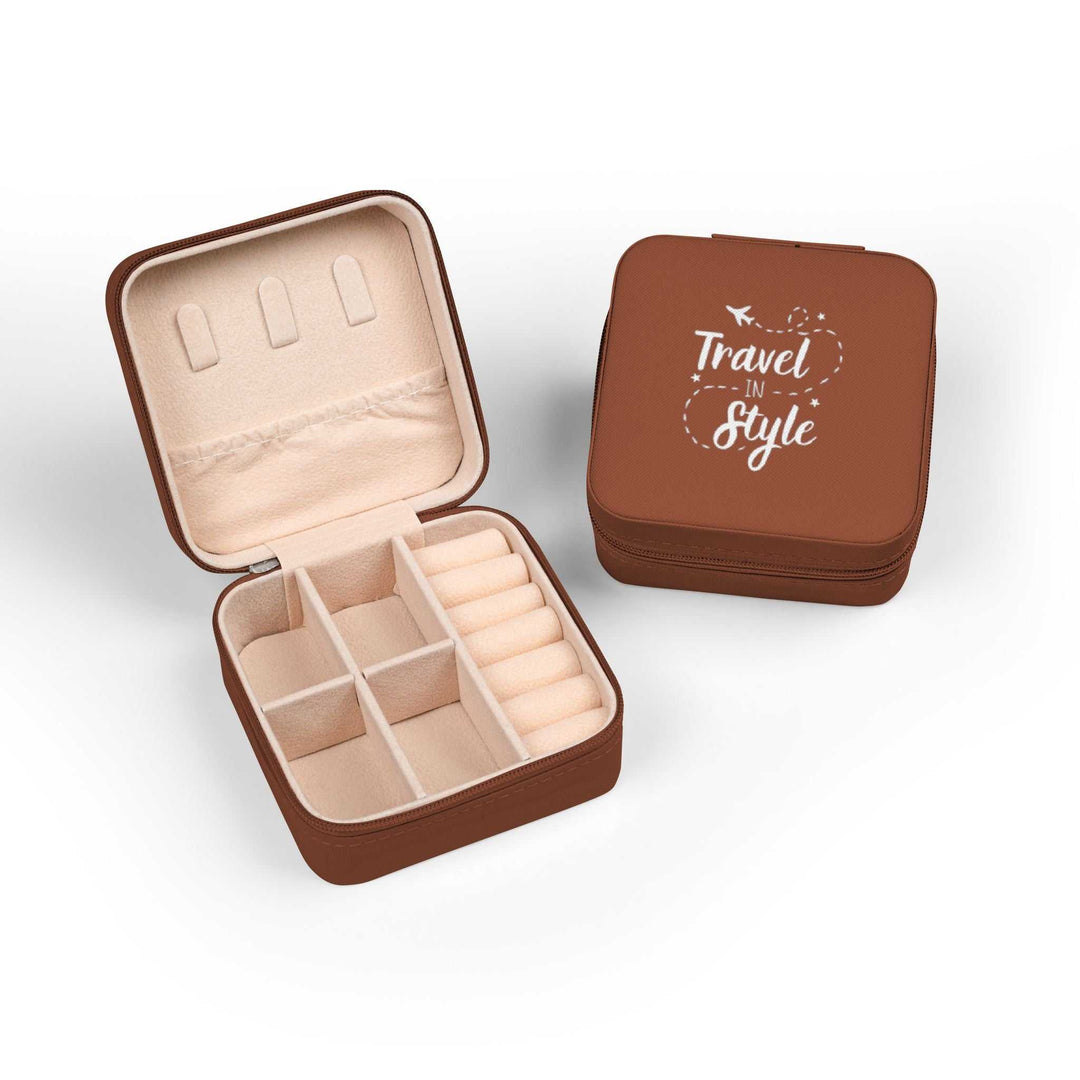 Travel In Style Case compact brown travel jewelry case