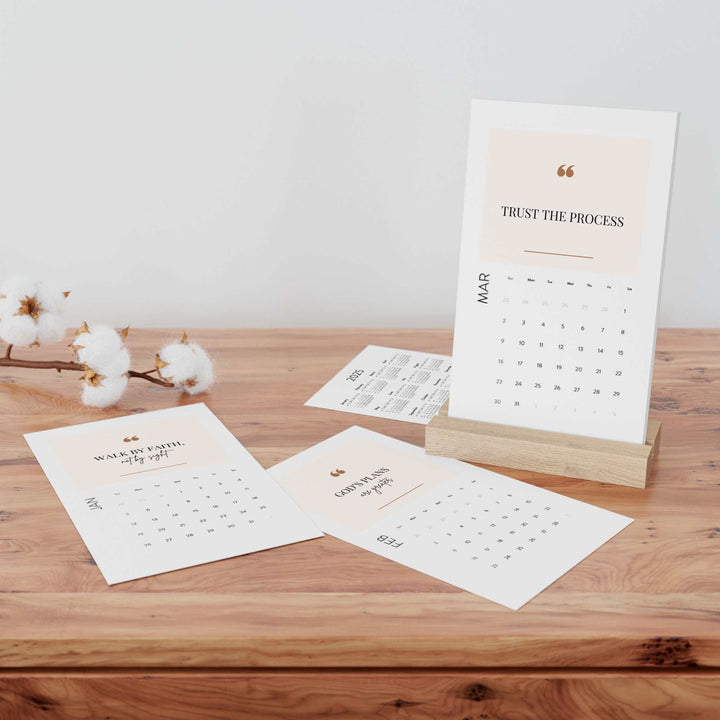 Vertical Desk Calendar 2025 with 12 monthly pages