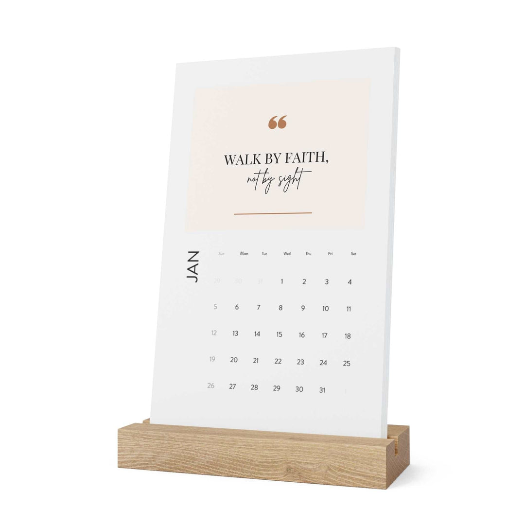 Vertical desk calendar 2025 in bright white matte finish