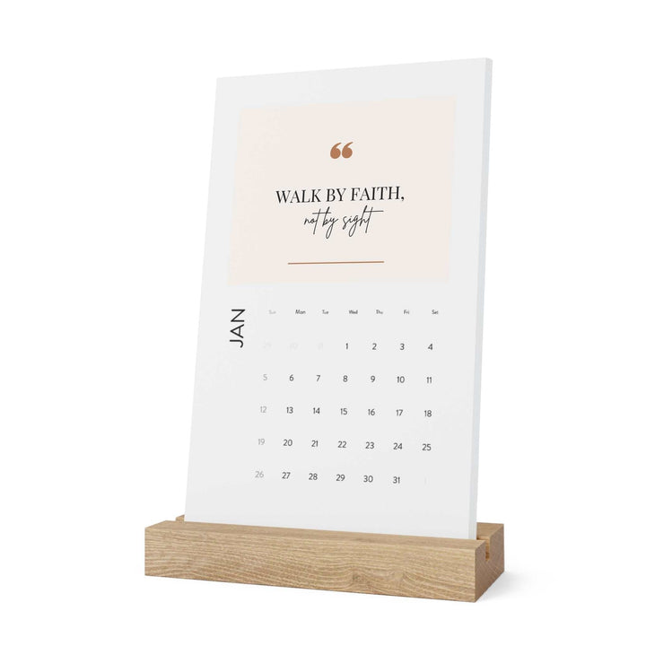 Vertical desk calendar 2025 in bright white matte finish