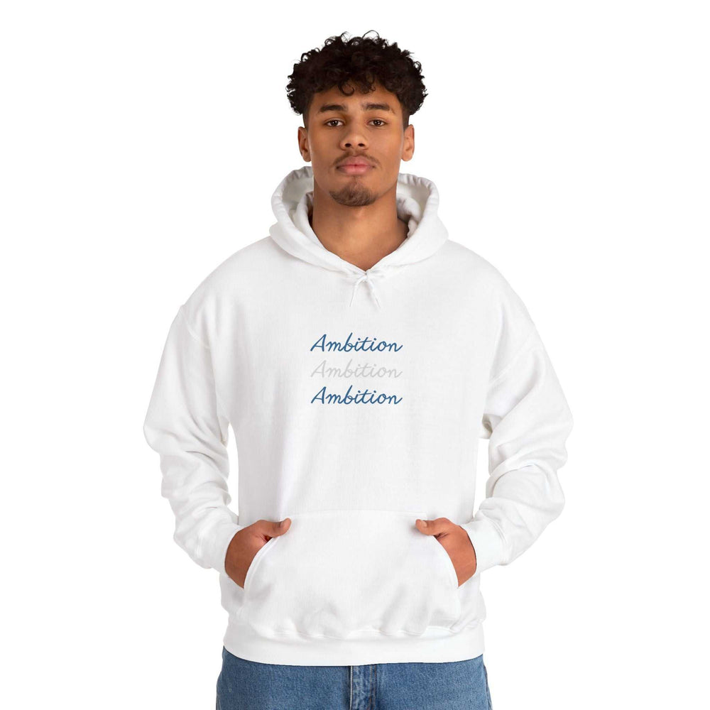 White Ambition Hoodie with front kangaroo pocket